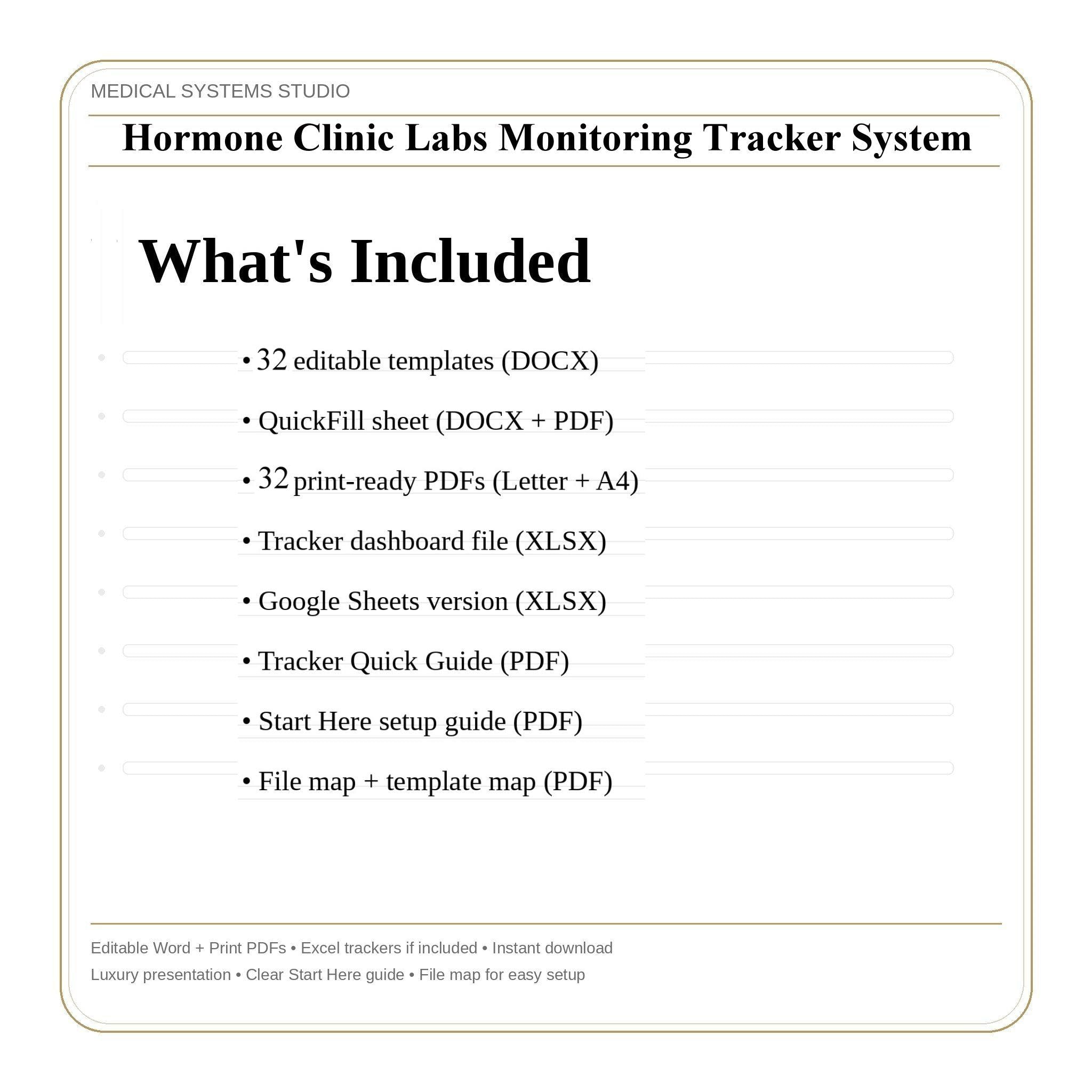 Hormone Clinic Labs Monitoring Tracker System | TRT/HRT/BHRT (Word/PDF/Excel) - Digital Download