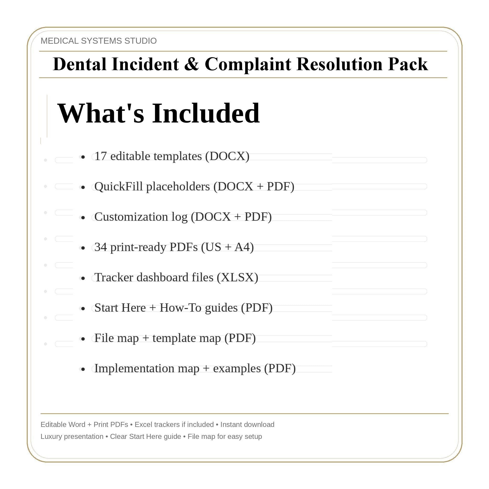 Dental Incident & Complaint Resolution Kit | Clinic Workflow (Digital Download)