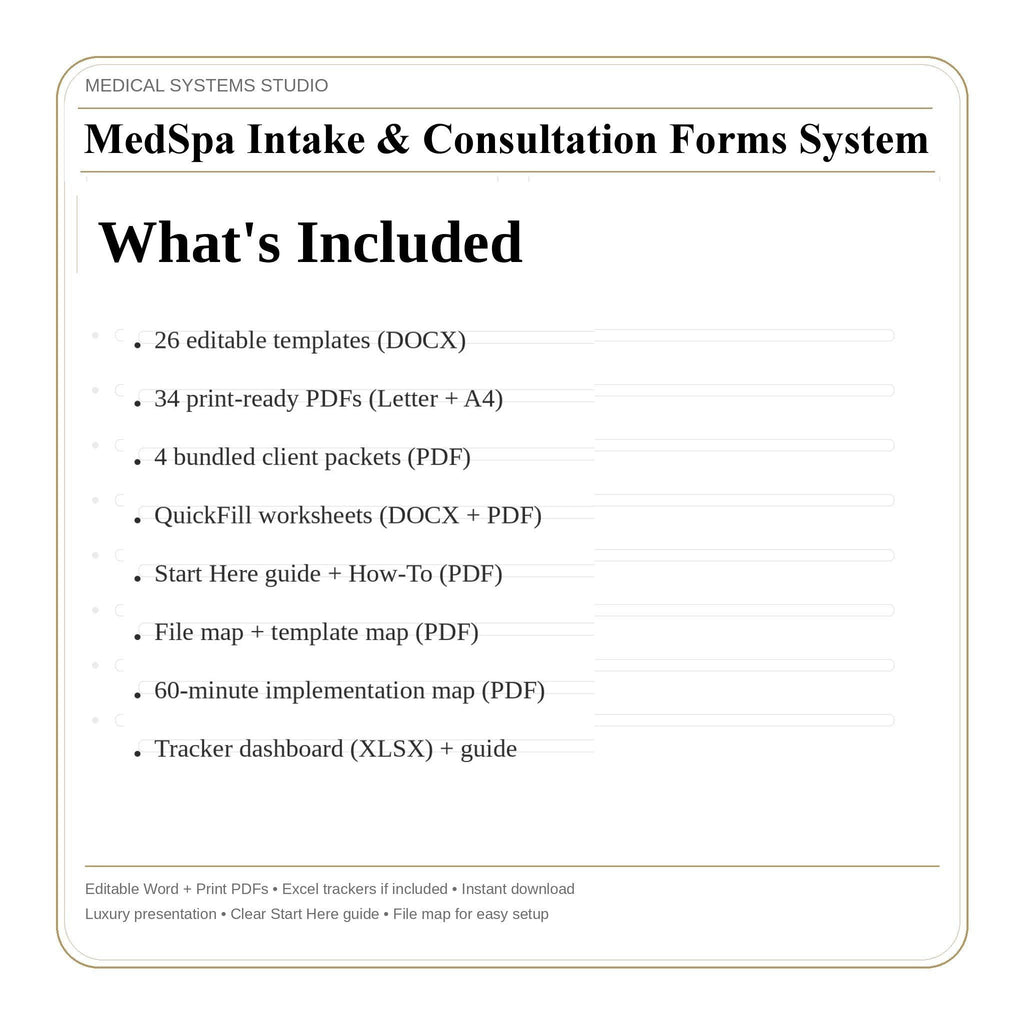 MedSpa Client Intake Forms System | Consultation, Treatment Plan, SOAP Note (Digital Download)