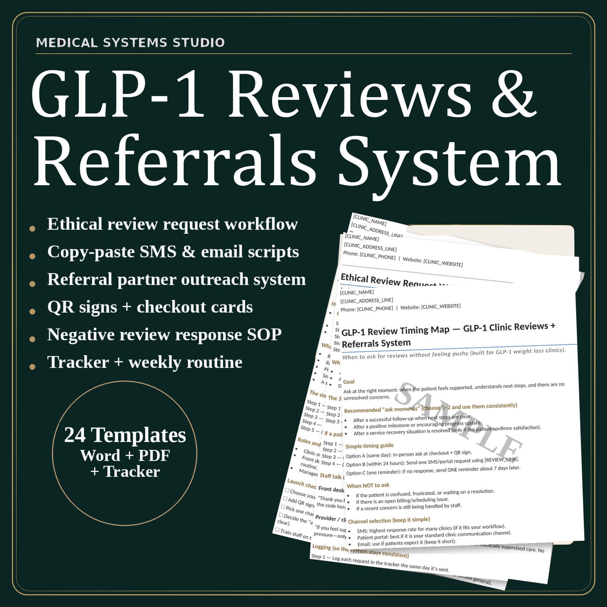 GLP-1 Reviews & Referrals System for Clinics | Clinic Reputation Kit, Review Request, QR (Digital Download)