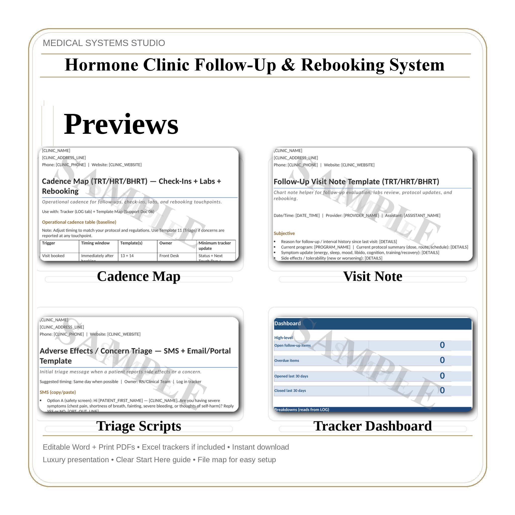 Hormone Clinic Follow-Up & Rebooking System | TRT HRT BHRT | Scripts, Labs, Refill, Tracker (Digital Download)