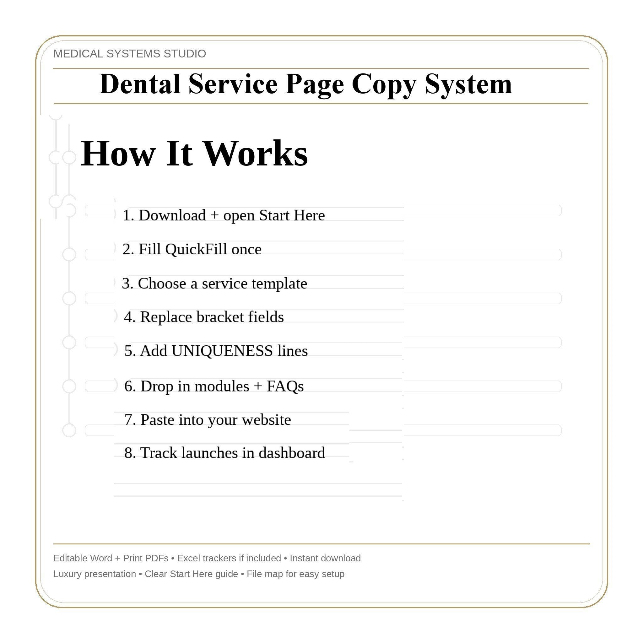 Dental Service Page Copy System | Website SEO Content (Word, PDF, xlsx)