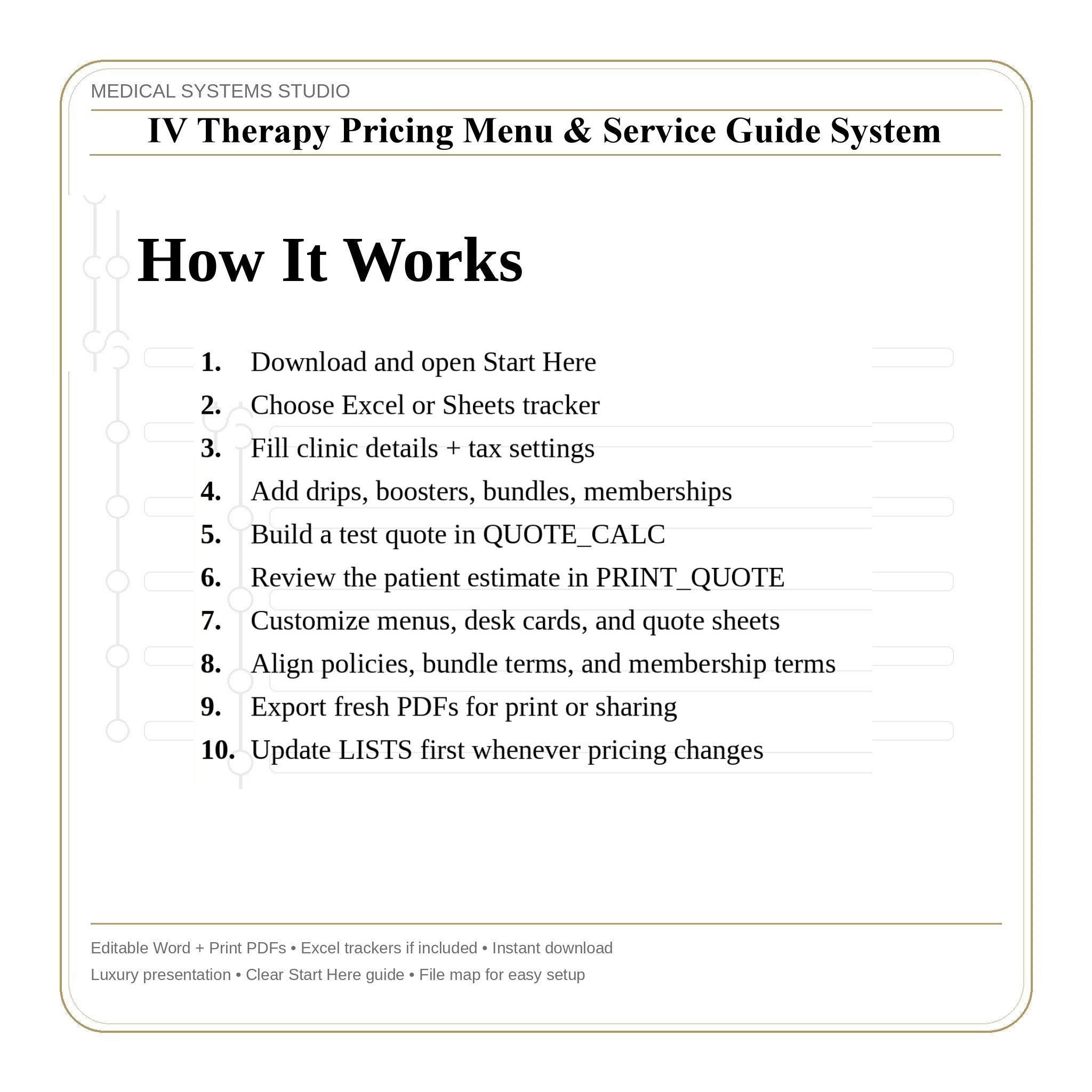 IV Therapy Pricing Menu & Service Guide System | Hydration Clinic Quote Calculator, Pricing (Digital Download)