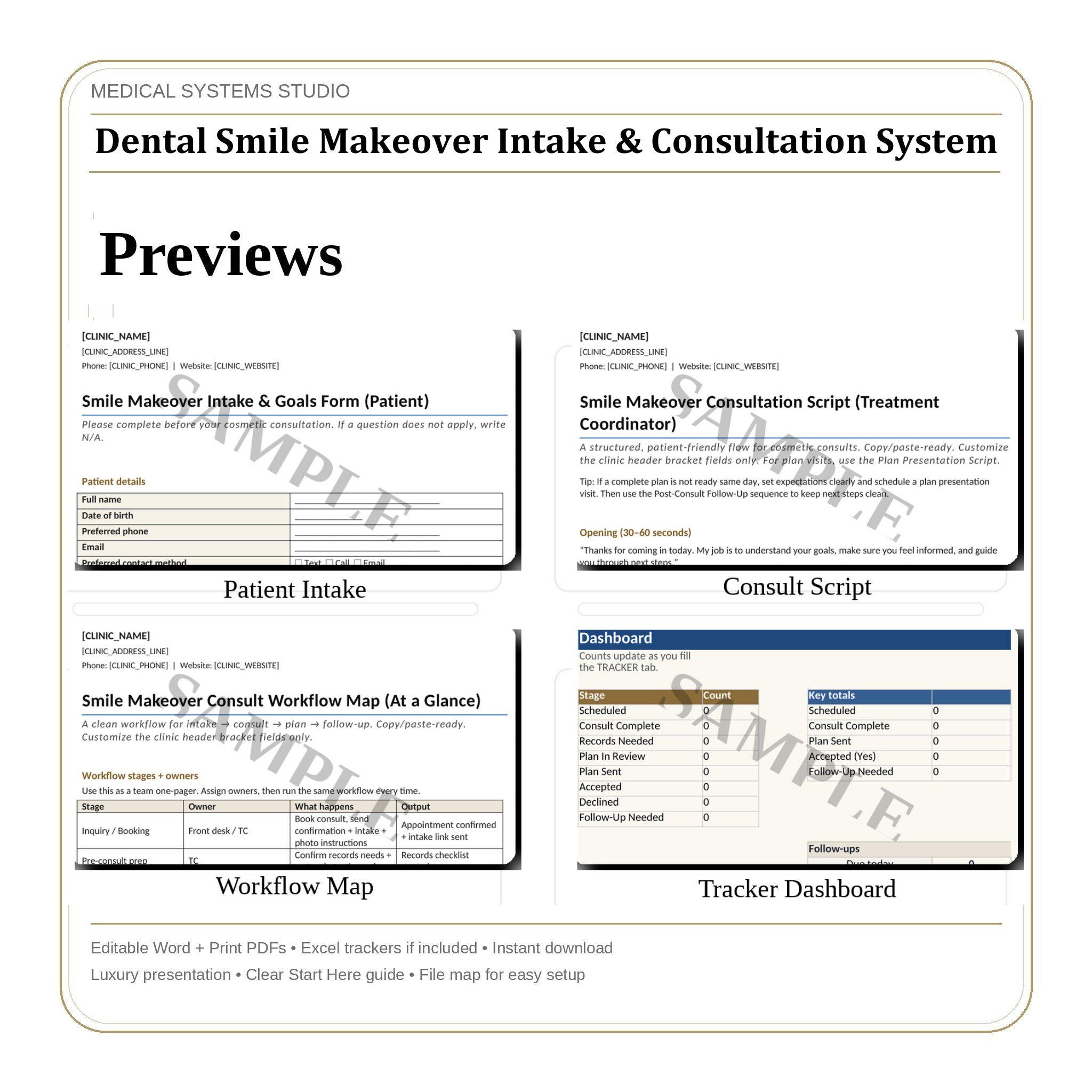 Dental Smile Makeover Consultation System | Scripts, Photo Guide & Tracker